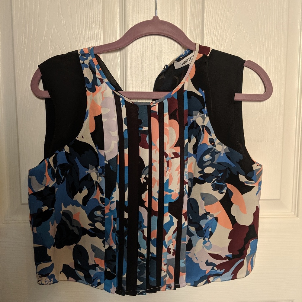 Elizabeth and James Floral Pleated Sleeveless Top